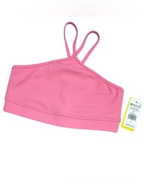 EleVen by Venus Williams Pink Ribbed Double-Strap Sports Bra